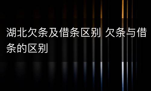 湖北欠条及借条区别 欠条与借条的区别