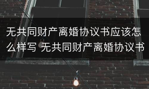 无共同财产离婚协议书应该怎么样写 无共同财产离婚协议书应该怎么样写呢