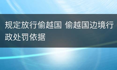 规定放行偷越国 偷越国边境行政处罚依据