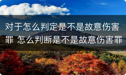 对于怎么判定是不是故意伤害罪 怎么判断是不是故意伤害罪