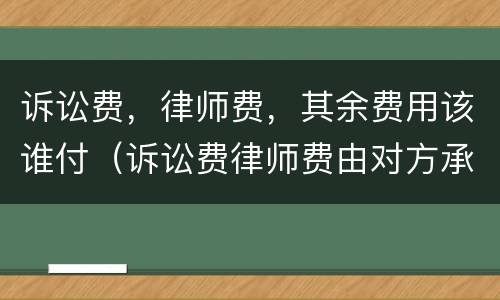 诉讼费，律师费，其余费用该谁付（诉讼费律师费由对方承担的条款怎么定）