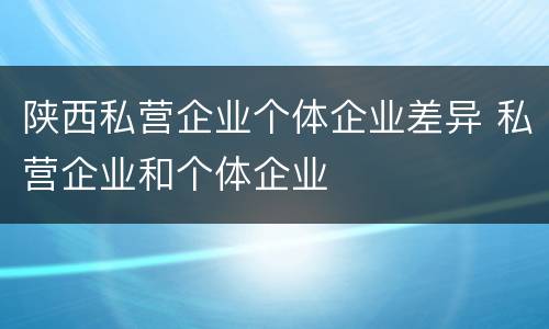 陕西私营企业个体企业差异 私营企业和个体企业