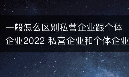 一般怎么区别私营企业跟个体企业2022 私营企业和个体企业