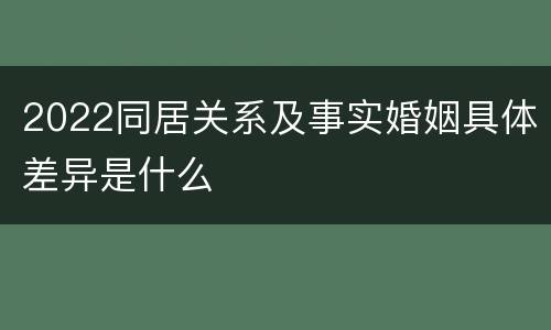 2022同居关系及事实婚姻具体差异是什么