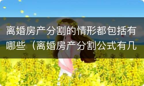 离婚房产分割的情形都包括有哪些（离婚房产分割公式有几种）