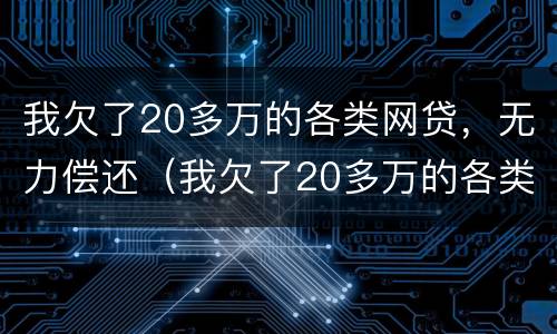 我欠了20多万的各类网贷，无力偿还（我欠了20多万的各类网贷,无力偿还怎么办）