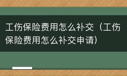 工伤保险费用怎么补交（工伤保险费用怎么补交申请）