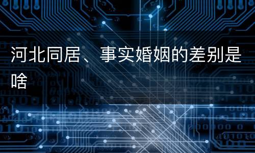 河北同居、事实婚姻的差别是啥