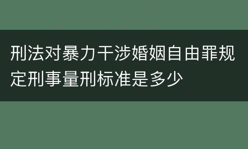 刑法对暴力干涉婚姻自由罪规定刑事量刑标准是多少