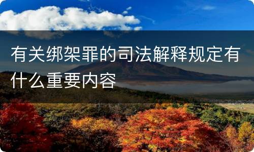 有关绑架罪的司法解释规定有什么重要内容