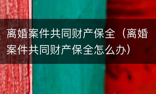 离婚案件共同财产保全（离婚案件共同财产保全怎么办）