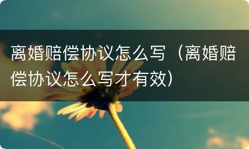 离婚赔偿协议怎么写（离婚赔偿协议怎么写才有效）