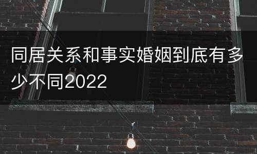 同居关系和事实婚姻到底有多少不同2022