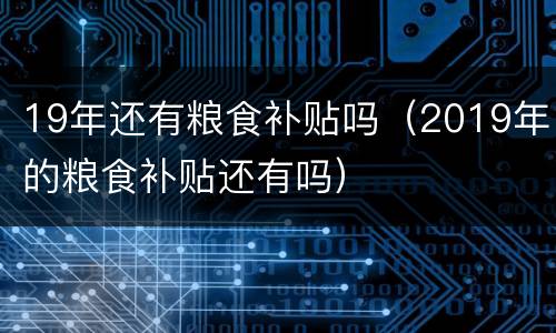 19年还有粮食补贴吗（2019年的粮食补贴还有吗）