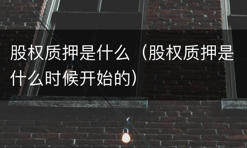 股权质押是什么（股权质押是什么时候开始的）