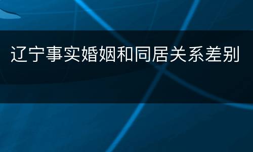 辽宁事实婚姻和同居关系差别