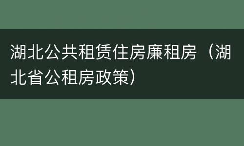 湖北公共租赁住房廉租房（湖北省公租房政策）