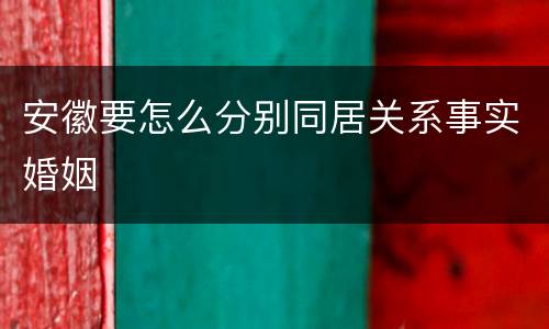 安徽要怎么分别同居关系事实婚姻