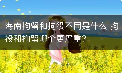 海南拘留和拘役不同是什么 拘役和拘留哪个更严重?
