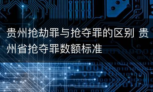 贵州抢劫罪与抢夺罪的区别 贵州省抢夺罪数额标准
