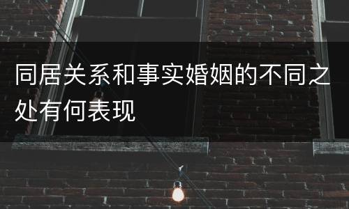 同居关系和事实婚姻的不同之处有何表现