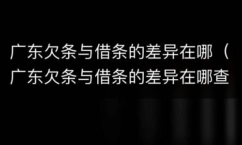 广东欠条与借条的差异在哪（广东欠条与借条的差异在哪查）
