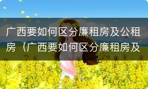广西要如何区分廉租房及公租房（广西要如何区分廉租房及公租房的区别）