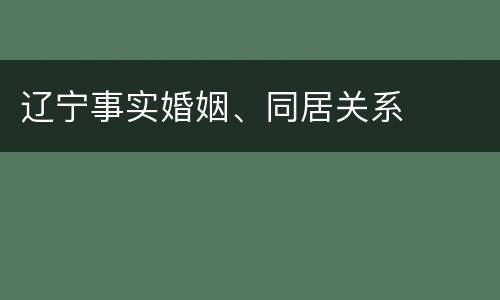 辽宁事实婚姻、同居关系
