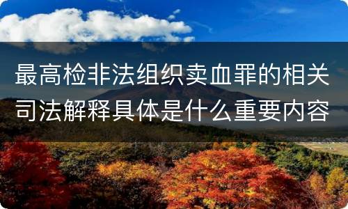 最高检非法组织卖血罪的相关司法解释具体是什么重要内容