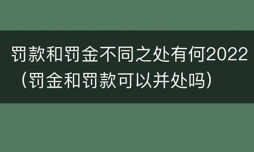 罚款和罚金不同之处有何2022（罚金和罚款可以并处吗）
