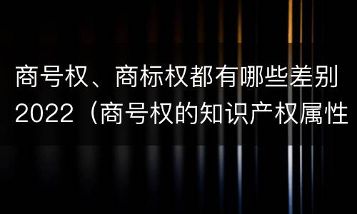 商号权、商标权都有哪些差别2022（商号权的知识产权属性）