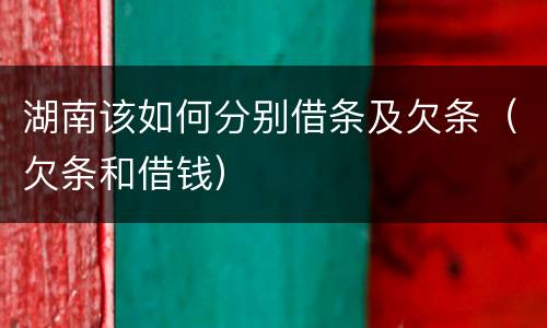 湖南该如何分别借条及欠条（欠条和借钱）