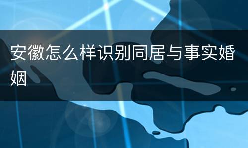 安徽怎么样识别同居与事实婚姻