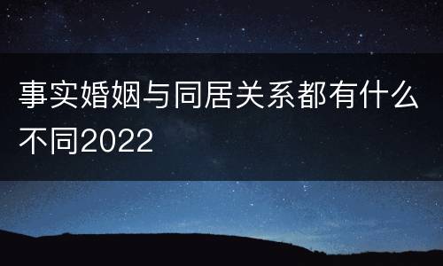 事实婚姻与同居关系都有什么不同2022