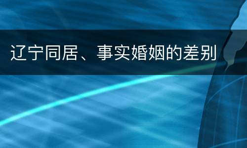 辽宁同居、事实婚姻的差别