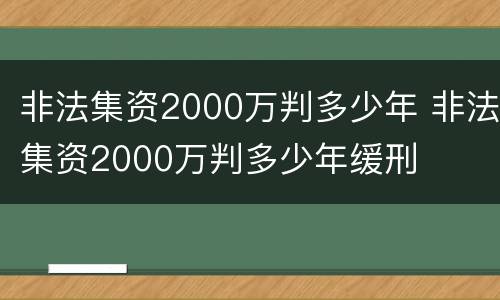 非法集资2000万判多少年 非法集资2000万判多少年缓刑