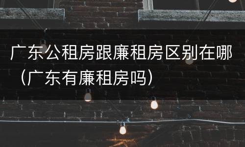 广东公租房跟廉租房区别在哪（广东有廉租房吗）
