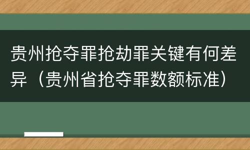贵州抢夺罪抢劫罪关键有何差异（贵州省抢夺罪数额标准）