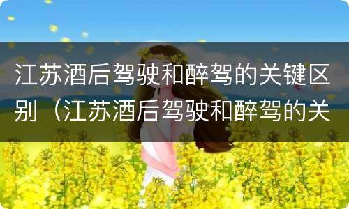 江苏酒后驾驶和醉驾的关键区别（江苏酒后驾驶和醉驾的关键区别是什么）