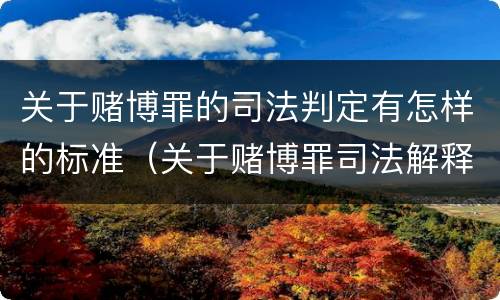 关于赌博罪的司法判定有怎样的标准（关于赌博罪司法解释的理解和适用）