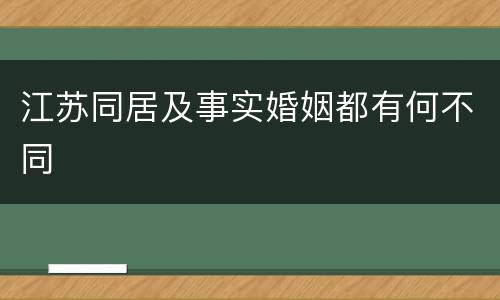 江苏同居及事实婚姻都有何不同
