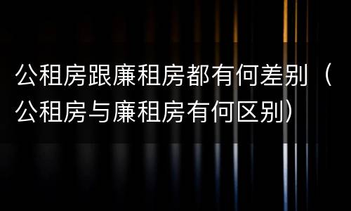 公租房跟廉租房都有何差别（公租房与廉租房有何区别）