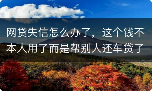 网贷失信怎么办了，这个钱不本人用了而是帮别人还车贷了怎么办