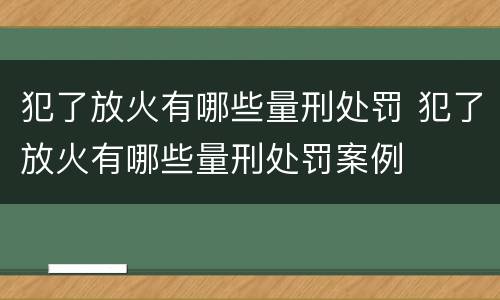 犯了放火有哪些量刑处罚 犯了放火有哪些量刑处罚案例