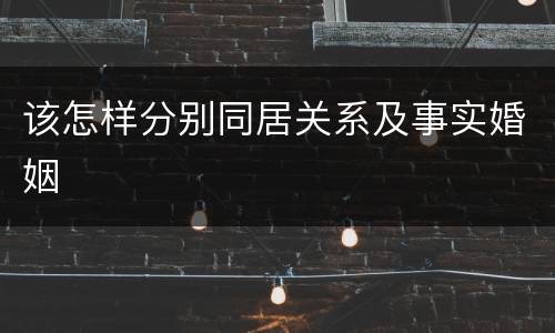该怎样分别同居关系及事实婚姻