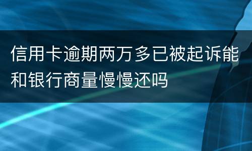 信用卡逾期两万多已被起诉能和银行商量慢慢还吗