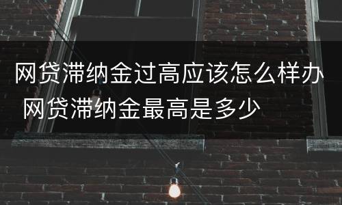 网贷滞纳金过高应该怎么样办 网贷滞纳金最高是多少