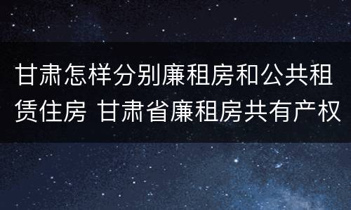 甘肃怎样分别廉租房和公共租赁住房 甘肃省廉租房共有产权管理办法