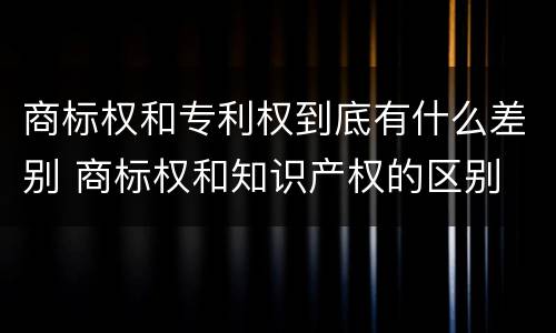 商标权和专利权到底有什么差别 商标权和知识产权的区别