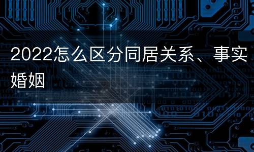 2022怎么区分同居关系、事实婚姻